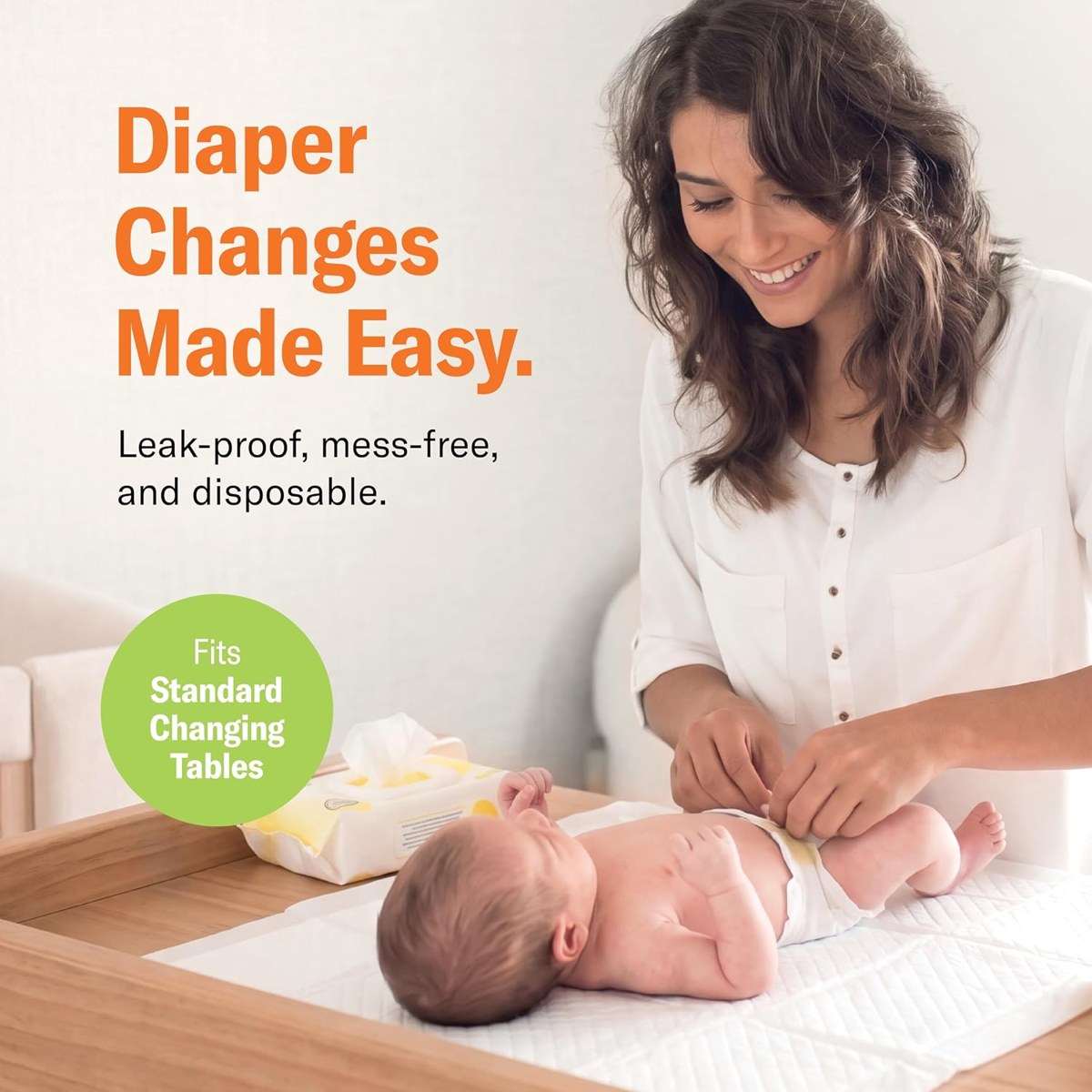 Curera Chuckles Disposable Baby Changing Pad Liners 24x17, 50-Pack, view 2