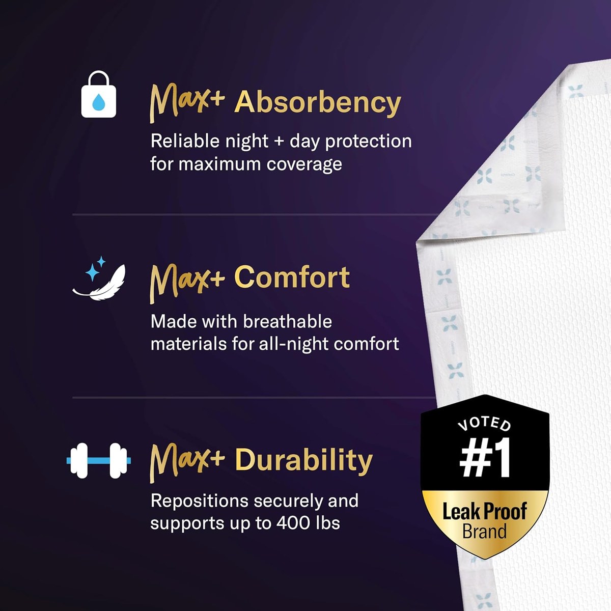 Curera Chucks MAX+ Hospital Bed Pads 36x36, 10-Pack, view 3