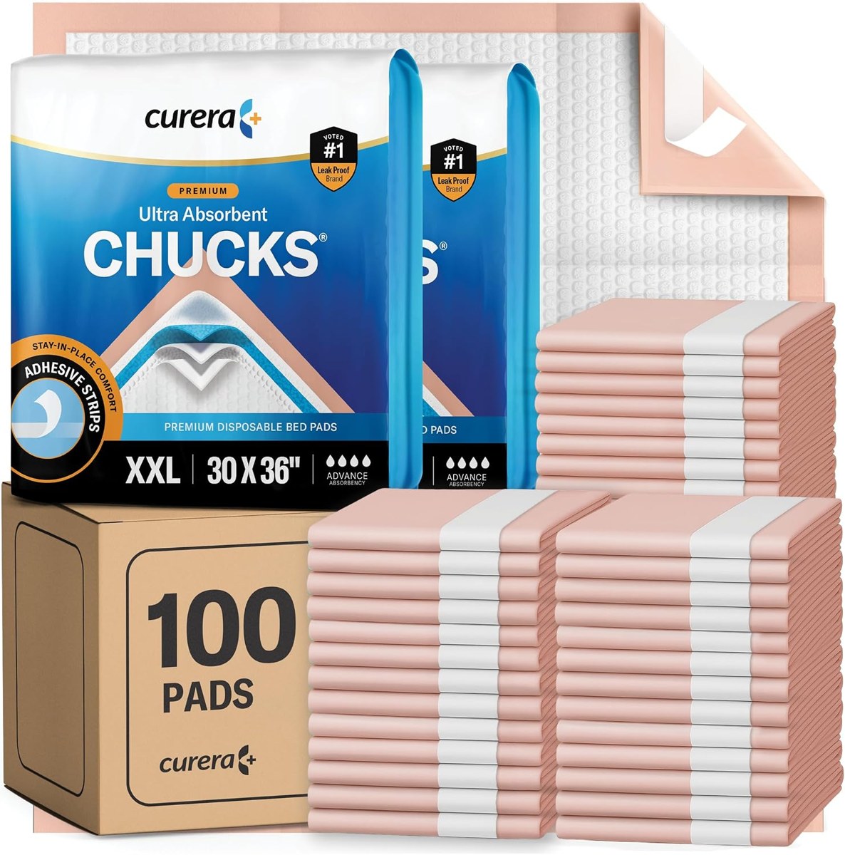 Curera Chucks Premium Disposable Underpads 30x36, 100-Pack