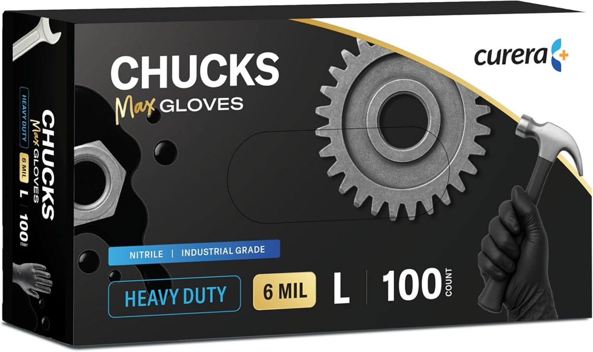 Curera Chucks Protective Industrial-Grade Gloves, Large, 100-Count