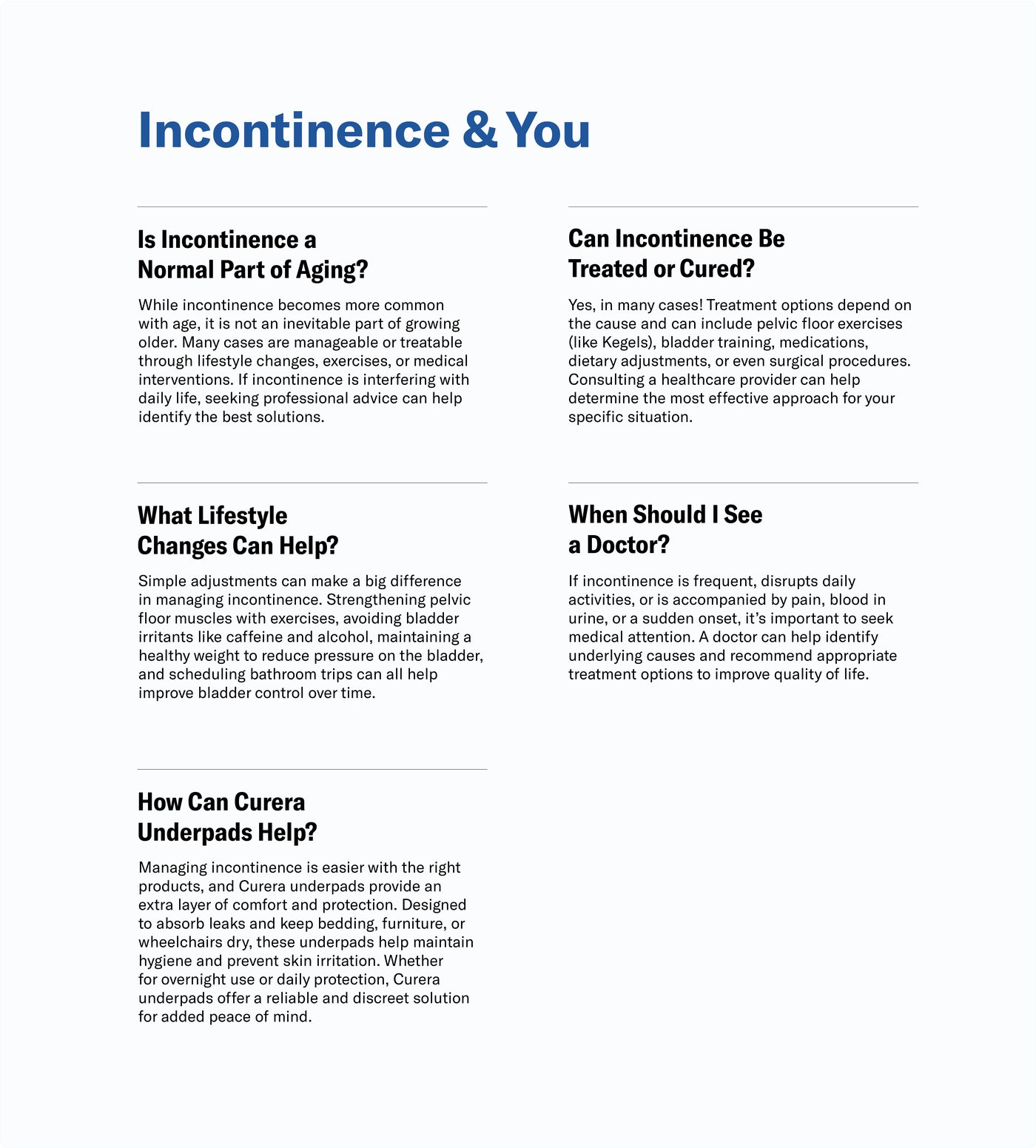 Curera guide: Incontinence and you